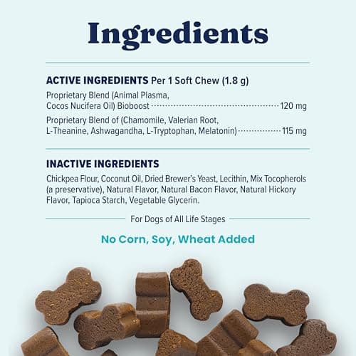 Solid Gold Calming Chews for Dogs - Dog Calming Chews w/Melatonin for Separation, Stress & Hyperactivity Relief - Supports Relaxation for Travel, Fireworks & Storms - All Ages & Sizes - Bacon 120ct — view 7