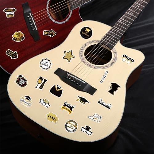 50 PCS 2026 Graduation Stickers, Waterproof Vinyl Black & Gold Foil Graduation Decals for Laptop, Luggage, Skateboard, Phone, Fridge, Trendy Stickers for Teens, Adults, Graduates — view 2