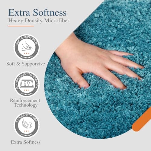 Walensee Bath Rug for Bathroom Non Slip Bathroom Mat (20 x 32, Teal) Water Absorbent Soft Microfiber Shaggy Bathroom Rug Machine Washable Bath Mat for Bathroom Thick Plush Shower Mat