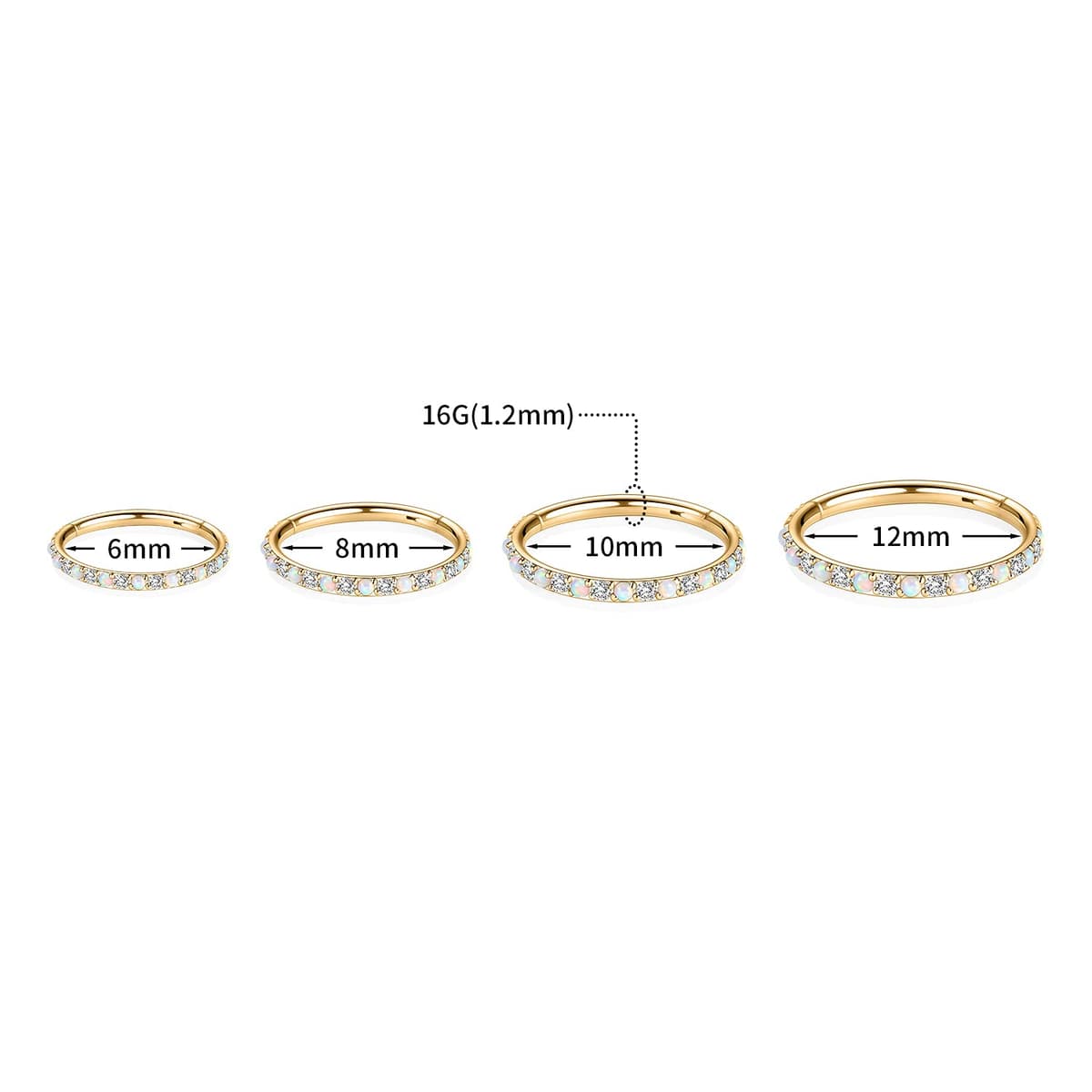 AROWRO 20G 18G 16G 14G CZ Nose Septum Rings Cartilage Conch Earring Hoop 316L Surgical Steel Conch Daith Helix Tragus Piercing Jewelry Septum Clicker for Women Men — view 4