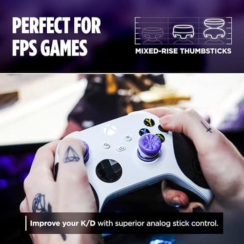 KontrolFreek FPS Freek Galaxy Purple for Xbox One and Xbox Series X Controller | 2 Performance Thumbsticks | 1 High-Rise, 1 Mid-Rise | Purple — view 3