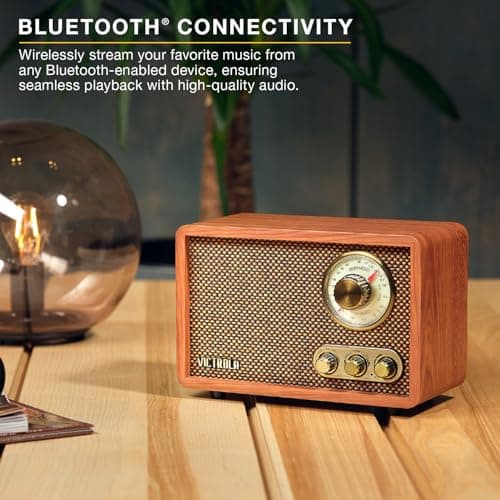 Victrola Willow - Retro Wood Bluetooth Radio, AM/FM - Walnut — view 2