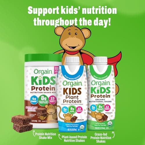 Orgain Organic Kids Nutritional Dairy Protein Shakes, Chocolate, Healthy Kids Snacks, 8g Grass-Fed Protein, 3g Fiber, 22 Vitamins & Minerals, No Soy Ingredients, Non-GMO, 8.25 Fl Oz, Pack of 12 — view 7