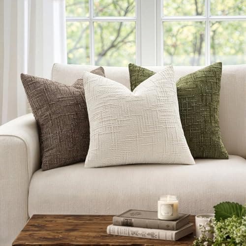 MIULEE Textured Throw Pillow Covers Thick Chenille Decorative Pillows Cream White 12x20 Inch Set of 2 Modern Boho Farmhouse Home Decor Neutral Cushion Covers for Couch Sofa Living Room Bedroom — view 3