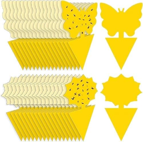 Fruit Fly Traps Fungus Gnat Traps Yellow Sticky Bug Traps 40 Pack No Harm and Odorless for Indoor Outdoor Use Protect The Plant