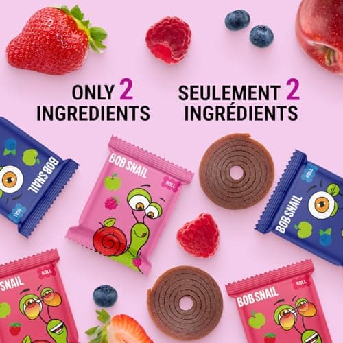 Bob Snail Fruit Roll Ups – Healthy Sweets Snacks, Real Dried Fruits, No Added Sugar, Vegan, Nut Free, Candy for Adults, Kids, with Blueberry, Raspberry, Strawberry – Bulk gift Box 80 pcs Rolls, 800g — view 2