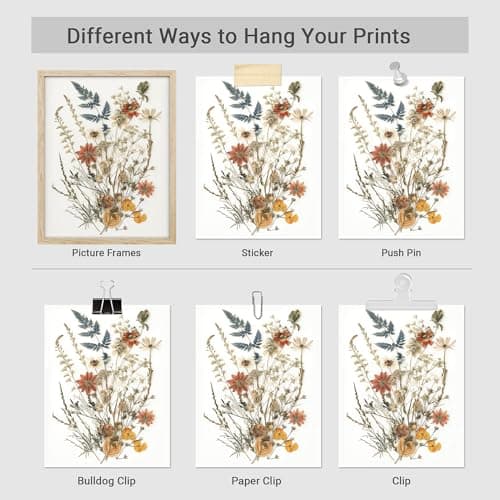 SIGNWIN Poster Botanical Flower Dried Flower Nature Illustration Decorative Country/Farmhouse Rustic Cozy Zen for Living Room, Bedroom, Office - 8"x10"x 4 — view 4