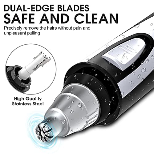 Ear and Nose Hair Trimmer Clipper - 2026 Professional Painless Eyebrow & Facial Hair Trimmer for Men Women,Battery-Operated Trimmer with IPX7 Waterproof,Dual Edge Blades for Easy Cleansing Black — view 2