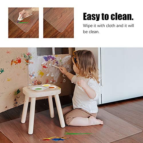 Kuyal Clear Chair Mat, Hard Floor Use, 48" x 36" Transparent Office Home Floor Protector mat Chairmats (48" x 36" Rectangle) — view 4