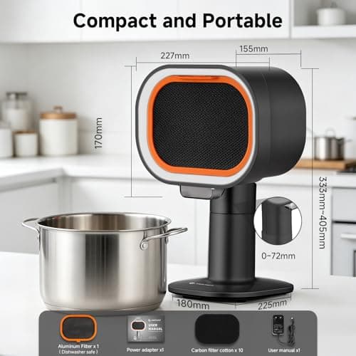 Portable Range Hood, 4-Speed Desktop Exhaust Fan with adjustable Height