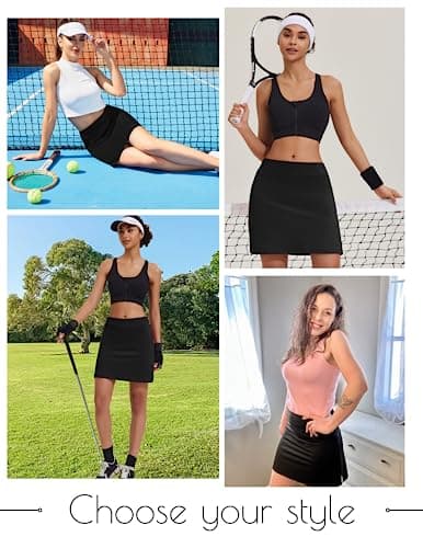 Ekouaer Golf Skort for Girls Comfy Active Athletic Skirt with Shorts Running Tennis Sport(FBA) Black — view 5
