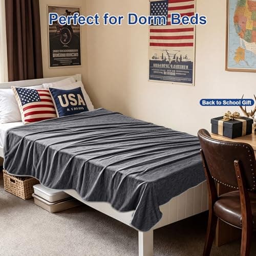 KMUSET Cooling Blanket Twin (60"x80"), Double Sided Summer Cooling Blankets for Hot Sleepers & Night Sweats, Cool Lightweight Blanket for Dorm Room Essentials, Picnic, Gifts for Women Charcoal Black — view 4