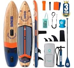 Niphean (Extra Large) Inflatable Paddle Board, SUP for 2+1 People/Family 500lbs Capacity Stand Up Paddle Board with SUP Accessories, StabilTrac Fin Non-Slip Paddleboard for Adults-Light Gray