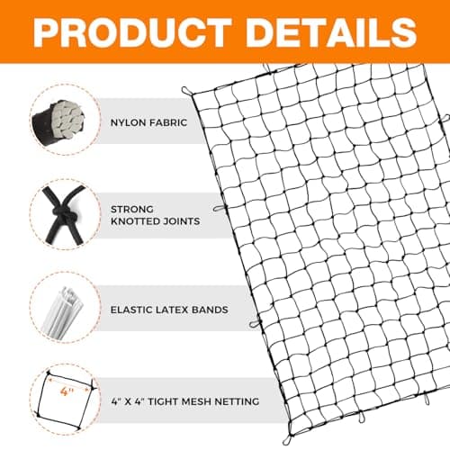 Autofonder Cargo Net 4’x6’ Truck Bed Bungee Mesh 12 Carabiners — view 2