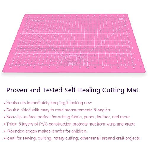 Headley Tools 18"x12" Thickened Self Healing Cutting Mat, A3 Rotary Cutting Sewing Mat for Crafts, Double Sided 5-Ply Table Cutting Board for Fabric Quilting Art Hobby Project, Pink/Purple — view 8