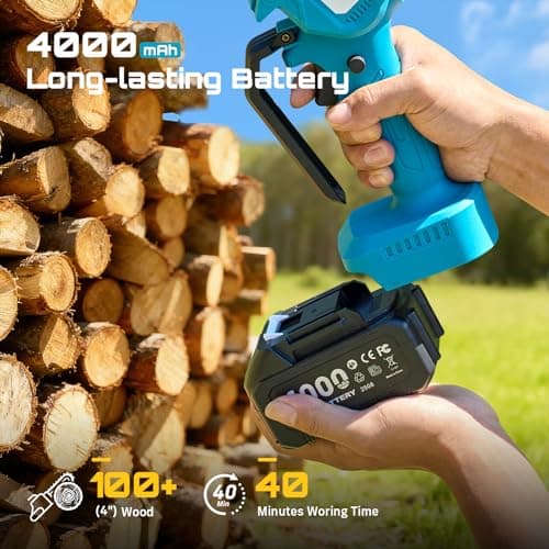 SEESII Cordless Mini Chainsaw 6 Inch, 4.0Ah Battery Powered Electric Saw — view 4