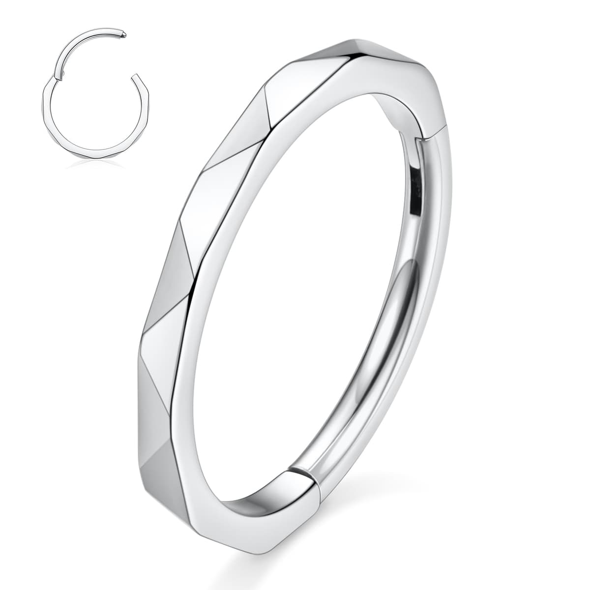 hengkaixuan CZ/Opal Nose Rings Conch Jewellery Septum Clicker 316L Surgical Steel Segment Ring Helix Cartilage Earrings Hoop Daith Tragus Rook Piercing Jewellery — view 29