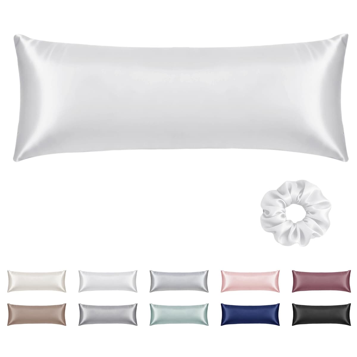 Vielit 2 Pack Satin Pillowcase for Hair and Skin Cooling,Soft as Silk Pillowcase for Hair and Skin,Easier Care than Silk Pillow Case Beige 50x75cm Gifts for Women Envelope & 2 Scrunchies — view 90