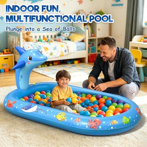 AZDYJL Splash Pad for Toddlers 1-3 Dolphin Inflatable Sprinkler for Kids
