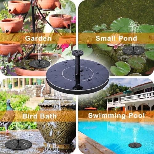 Solar Fountain Water Pump for Bird Bath, New Upgraded Mini Solar Powered Fountain Pump 1.5W Free Standing Solar Panel Kit Water Fountain for Garden, Pond, Pool, and Outdoor — view 6