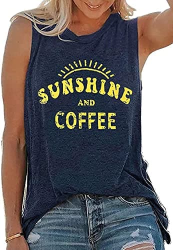 Sleeveless Tanks Tops for Women Printed Casual Summer Workout Racerback Vest Shirts（Navy Blue,XL ）
