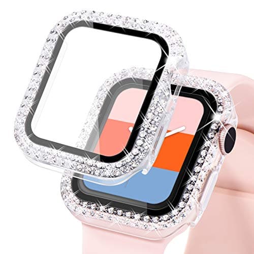 KADES Bling Case for Apple Watch 40mm with Built-in Screen Protector, Sparkling Rhinestone Protective Cover Compatible with Apple Watch Series SE3 SE2 6 5 4 SE (40mm, Clear)