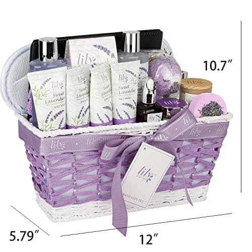 Gifts for Women, Birthday Gifts - 18-Piece Bath and Body Basket, Mothers Day Gift Basket for Mom, Lavender Spa Gift Basket for Women, Bath Collection, Spa Kit | Christmas Gift, Perfect Spa Present for Her Valentines Day — view 6