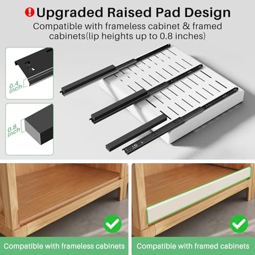 Kitstorack Pull out Cabinet Organizer, Expandable(12"-20") Heavy Duty Slide out Drawers Fixed with Adhesive Nano Film for Pots, Roll out Shelf Storage for Kitchen Base Cabinet Organization(White) — view 2