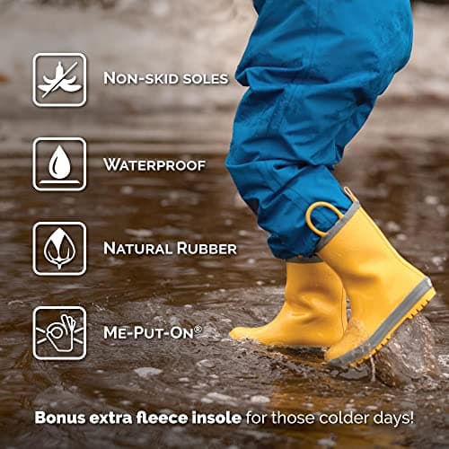 JAN & JUL Rain Boots for Toddlers with Easy-on Handles (Yellow, Size 6.5 Toddler) — view 5