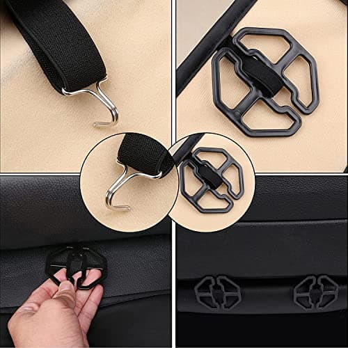 Coverado Car Seat Covers 5 Pieces, Full Set Universal Seat Covers for Cars, Waterproof Nappa Leather Auto Seat Protectors with Head Pillow, Car Interiors Fit for Most Sedans SUV Pick-up Truck, Black — view 8