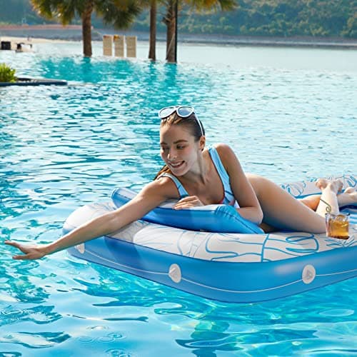 Inflatable Tanning Pool Lounger Float - Jasonwell 4 in 1 Sun Tan Tub Sunbathing Pool Lounge Raft Floatie Toys Water Filled Tanning Bed Mat Pad for Adult Blow Up Kiddie Pool Kids Ball Pit Pool (L) — view 2