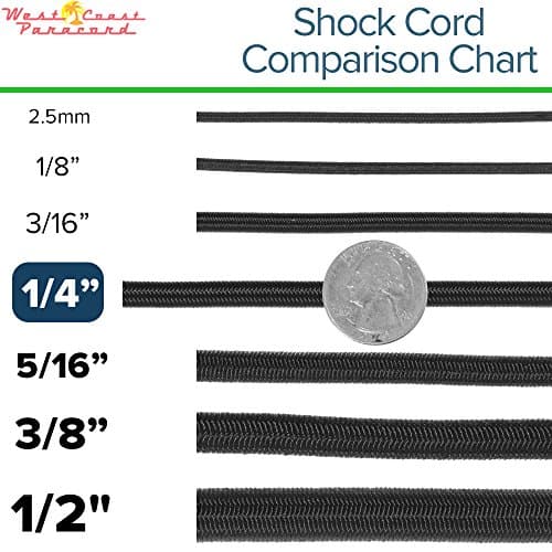 West Coast Paracord Bungee Elastic Nylon Shock Cord (1/8 Inch x 25 Feet, Coyote Brown)