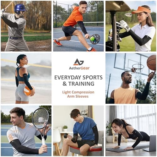 AetherGear Arm Sleeve (2 pack) - Compression Cover Arm Sleeves Men and Women for Sports, Outdoors, UV Protection (Black) — view 4