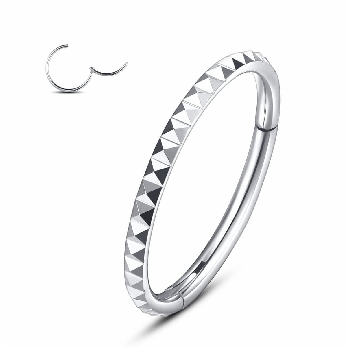 Yrogcu 20G 18G 16G 14G Single/Double Hoop Stainless-Steel Seamless-Hinged-Piercing Segment-Clicker Nose-Ring-Hoop : Diameter 6mm 8mm 10mm 12mm Cartilage Earrings — view 37