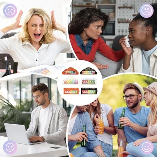 6PCS Social Battery Pin, My Social Battery Pin with 7 Mood Sliding Indicator, Funny Enamel Pins for Introverts, Cute Brooch Badges for Bag Backpacks Hat Jackets Gifts (A) — view 5