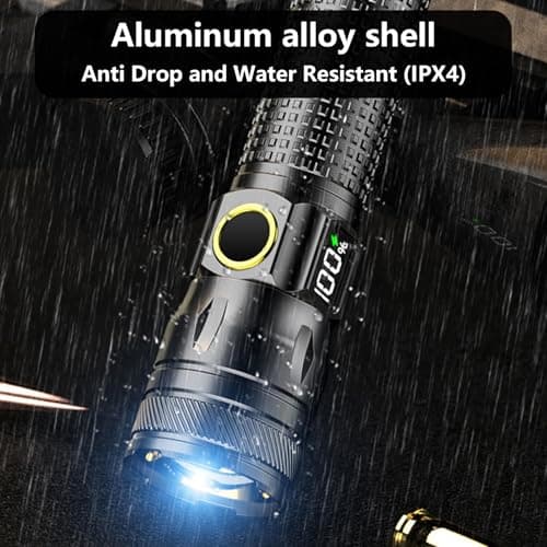 Gotellx Rechargeable LED Flashlights with Digital Power Display, Zoomable High Lumens Bright EDC Flashlight with USB C Charging Port for Home and Outdoor Emergency, Camping Essentials, Survival Gear — view 4