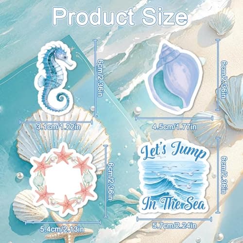 Vemfare Beach Coastal Summer Stickers - 100 Pcs Beachy Aesthetic Water Bottle Stickers, Ocean Waterproof Scrapbook Sticker, Vinyl Decals for Luggage Laptop Journal — view 2
