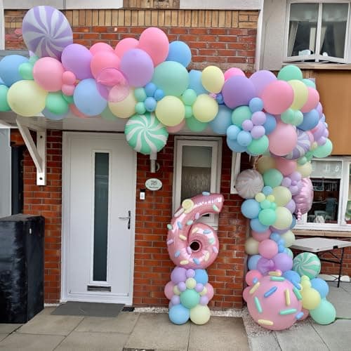 HILAVO Pastel Balloons 12 Inch Macaron Pink Blue Green Purple Yellow Pastel Rainbow Latex Balloon with Colorful Confetti Party Balloons for Easter Birthday Baby Shower Bridal Wedding Party Decoration — view 3