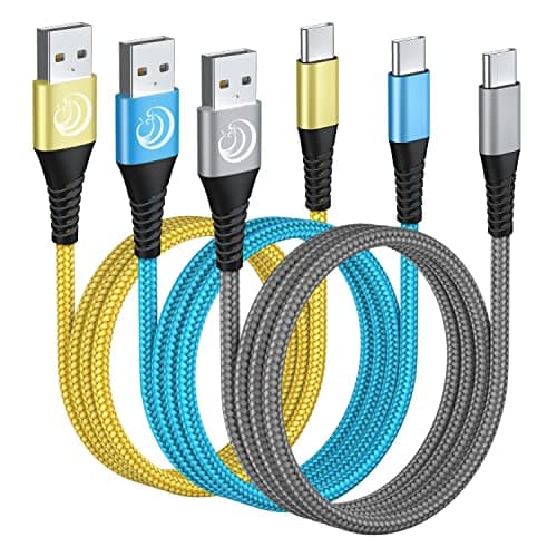 USB C Cable 10FT 3Pack Fast Charging Nylon Braided Long Type C Charger Cable for Samsung Galaxy S24 S23 S22 S21 S10 S9 S8 A02s A03s A11 A12 A13 A14 A21 A22 A32 A42 A53, Tablet, LG, Moto, TCL