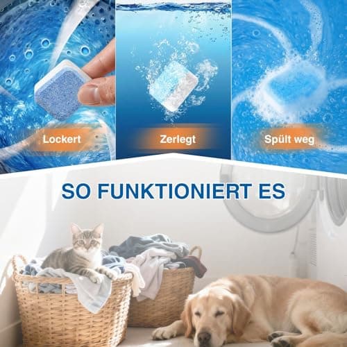 flowcheer Washing Machine Cleaner for Pet Hair & Odor Deep Cleaning Tablets for Washer Drum & Tub – Breaks Down Odor-Causing Buildup, Loosens Pet Hair Residue – 24 Tablets, 1 Year Supply — view 2