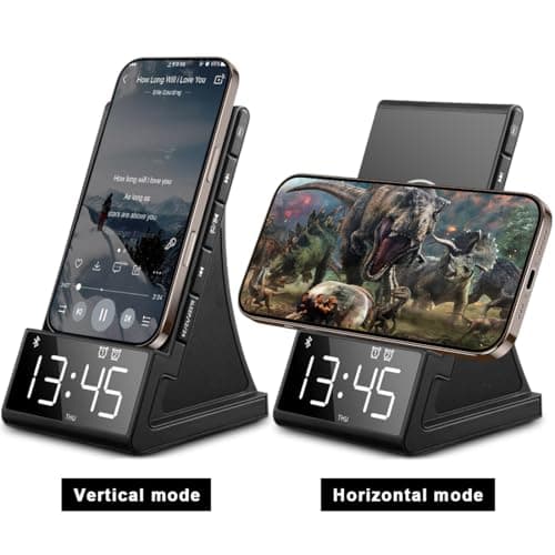 DPNAO 8-in-1 Wireless Charging Station with Bluetooth Speaker, Alarm Clock,FM Radio,Remote Control,Fast Charging Dock Compatible with iPhone 17/16/15/14, Samsung S25/S24,Android Phones — view 8