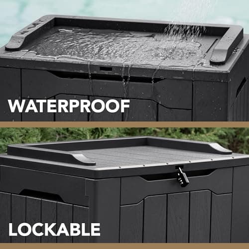 Devoko 30 Gallon Resin Deck Box Outdoor Indoor Waterproof Storage Box for Patio Furniture Pool Accessories Storage for Cushion Garden Tools