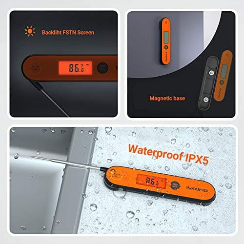 Inkbird Instant Read Meat Thermometer IHT-1P, Digital Waterproof Rechargeable Food Thermometer with Calibration, Magnet, Backlight for Cooking, Grill, Smoker, Kitchen, Turkey — view 2