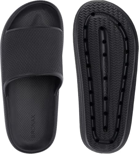 BRONAX Pillow Slippers for Women and Men | House Slides Shower Sandals | Cushioned Thick Sole 42-43 Black — view 6