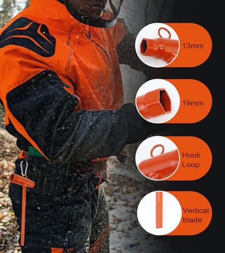 OSROENE Chainsaw Wrench, 3 Pack Orange Chainsaw Tool Chain Saw Scrench with Hook, 13 by 19mm 1/2x3/4 T Wrench Spanner Tool (3, Orange) — view 3