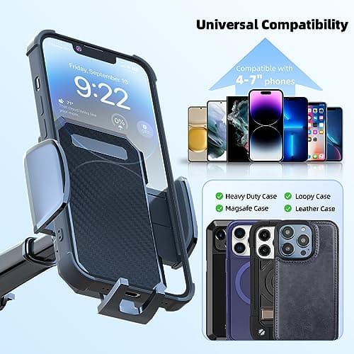 3-in-1 Car Phone Holder, [ Off-Road Level Suction Cup & Clip] Universal Cell Phone Holder Mount Dashboard Windshield Vent One-Hand Operation Holder Compatible with All Smartphones and Cars — view 6