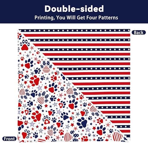 4th of July Dog Bandana Reversible 2 Pack Small, Red White and Blue Dog Paw Star Patriotic Dogs Bandanas Set Adjustable Triangle Holiday Scarves for Memorial Day Small Medium Boy Girl Dogs — view 5