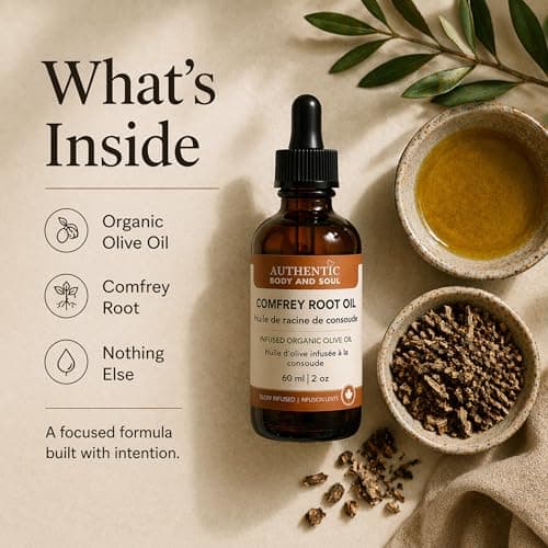 Comfrey Root Oil – Slow-Infused Botanical Oil – Minimal Ingredient Formula – Small Batch Crafted – Authentic Body And Soul (Comfrey Root Oil) — view 2