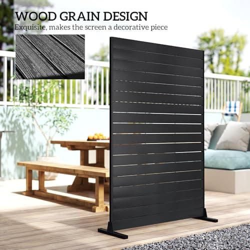 Outsunny Outdoor Privacy Screen, 47.2" W x 68.5" H HDPE Decorative Screen Panel with Stand and 6 Panels, Freestanding Privacy Panel for Indoor Outdoor, Patio Balcony Office, Black — view 5