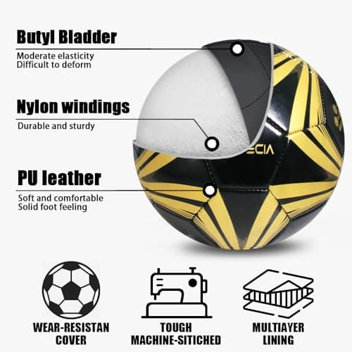 Fantecia Size 5 Soccer Ball, Official Match Weight Futsal Ball, Professional Outdoor and Indoor Soccer Ball for Youth & Adult. — view 2